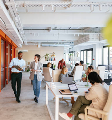 view of office with employees